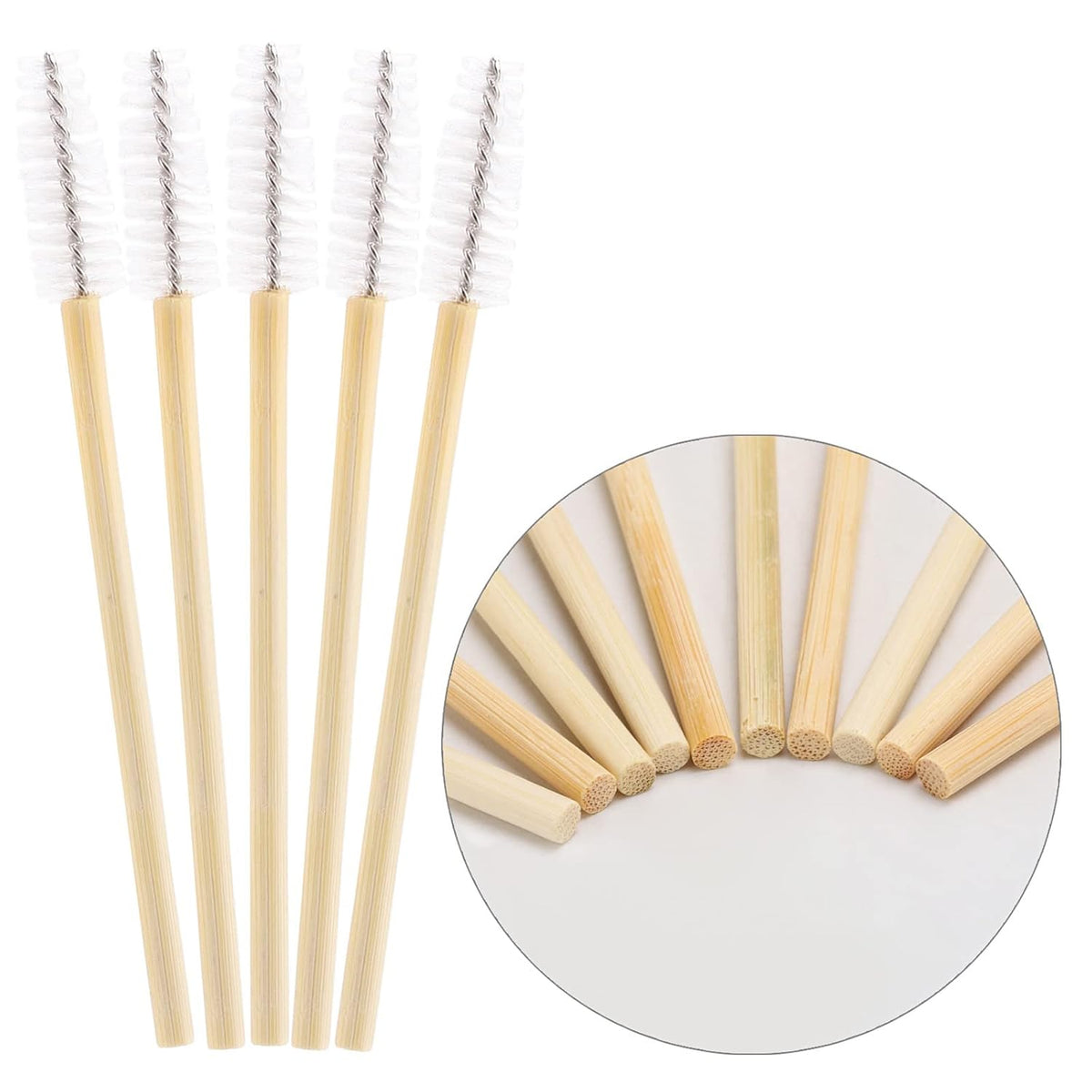 Tbestmax 150 Disposable Mascara Wands Eyelash Brush Spoolies for Eye Lash Extension Eyebrow Bamboo