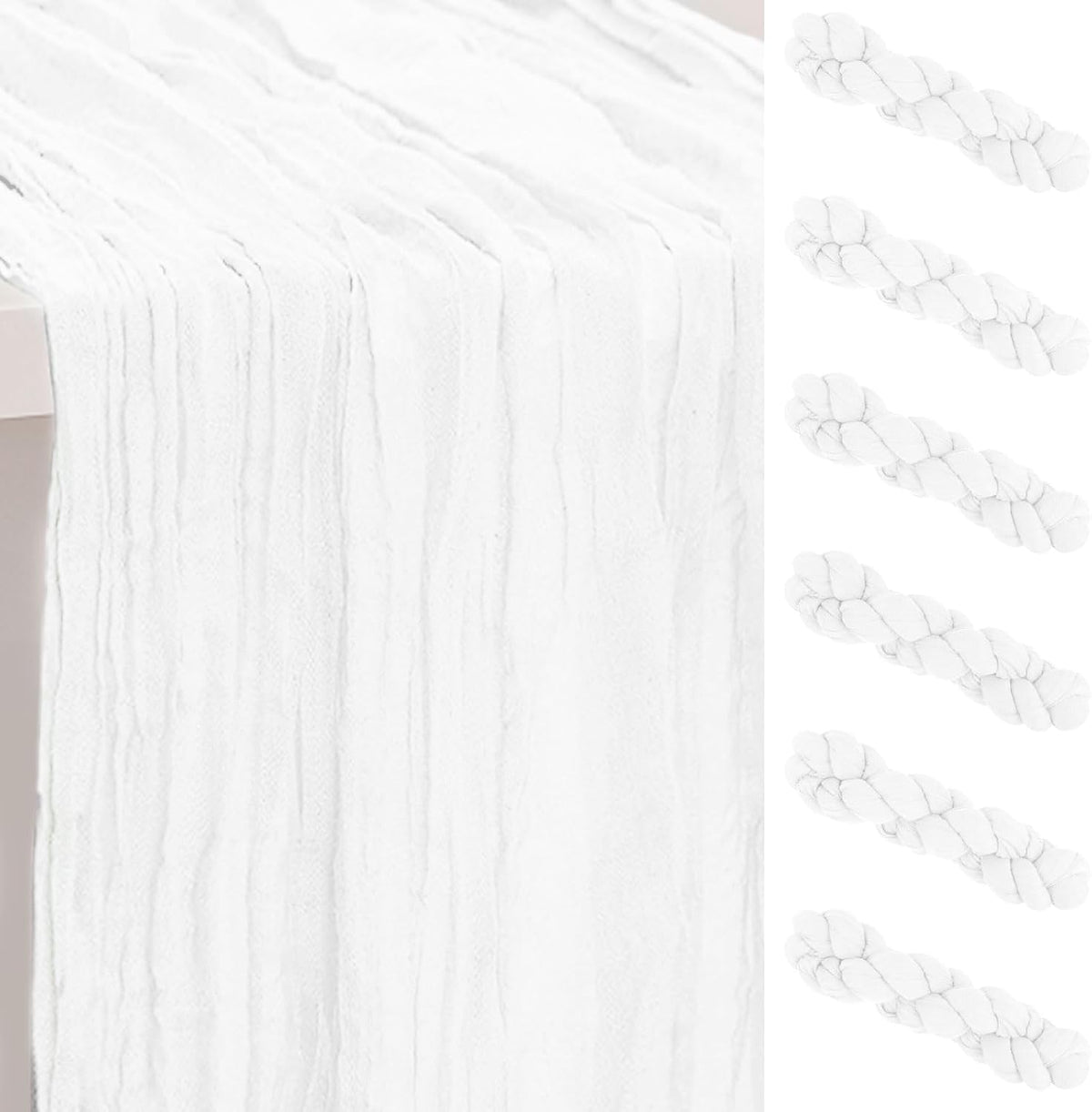 6 Pack White Cheesecloth Table Runner 35x120 Inch 10Ft Rustic Gauze Cheese Cloth Thanksgiving Table