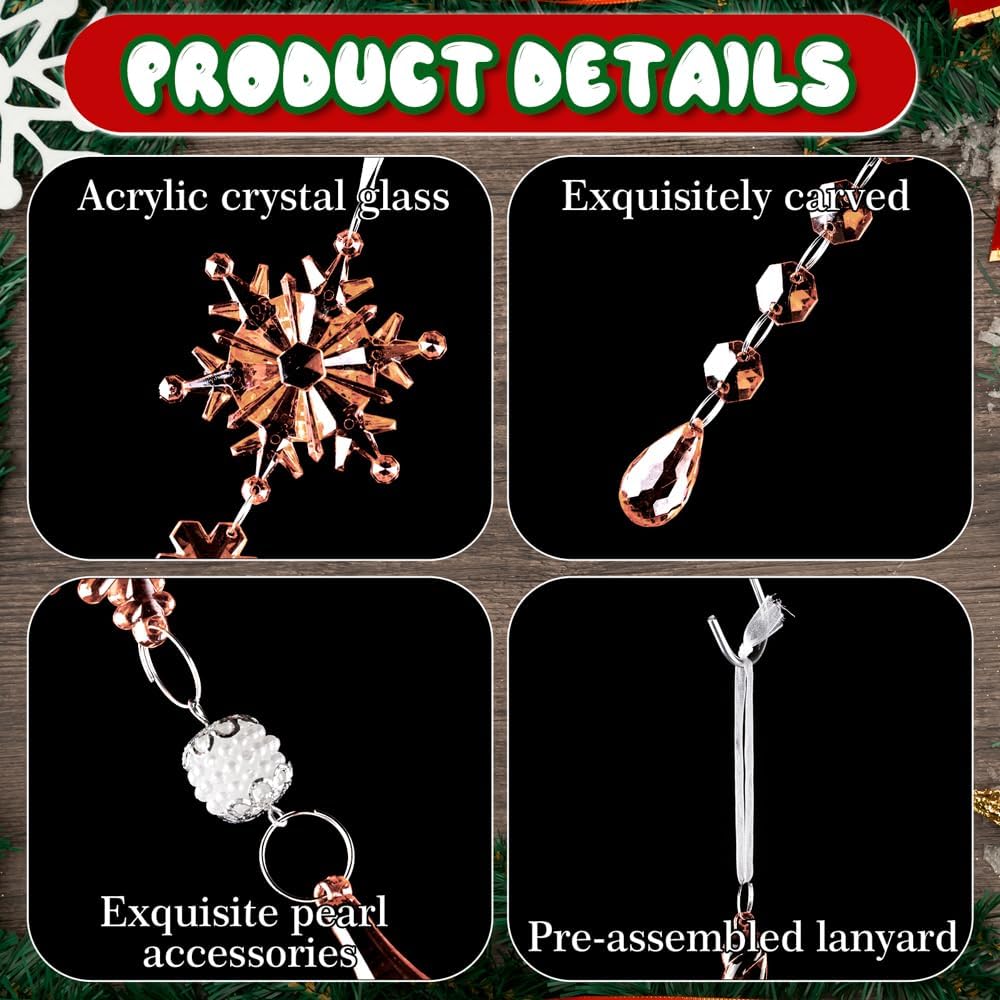 Lanpn 26pcs Christmas Ornaments Crystal Christmas Tree Decoration, Hanging Clear Acrylic Snowflake