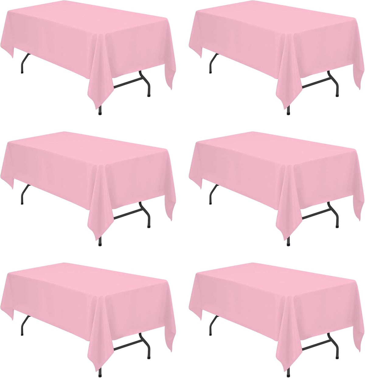 BRILLMAX 6 Pack Pink Tablecloths for 6 Foot Rectangle Tables 60 x 102 Inch - 6ft Rectangular Bulk