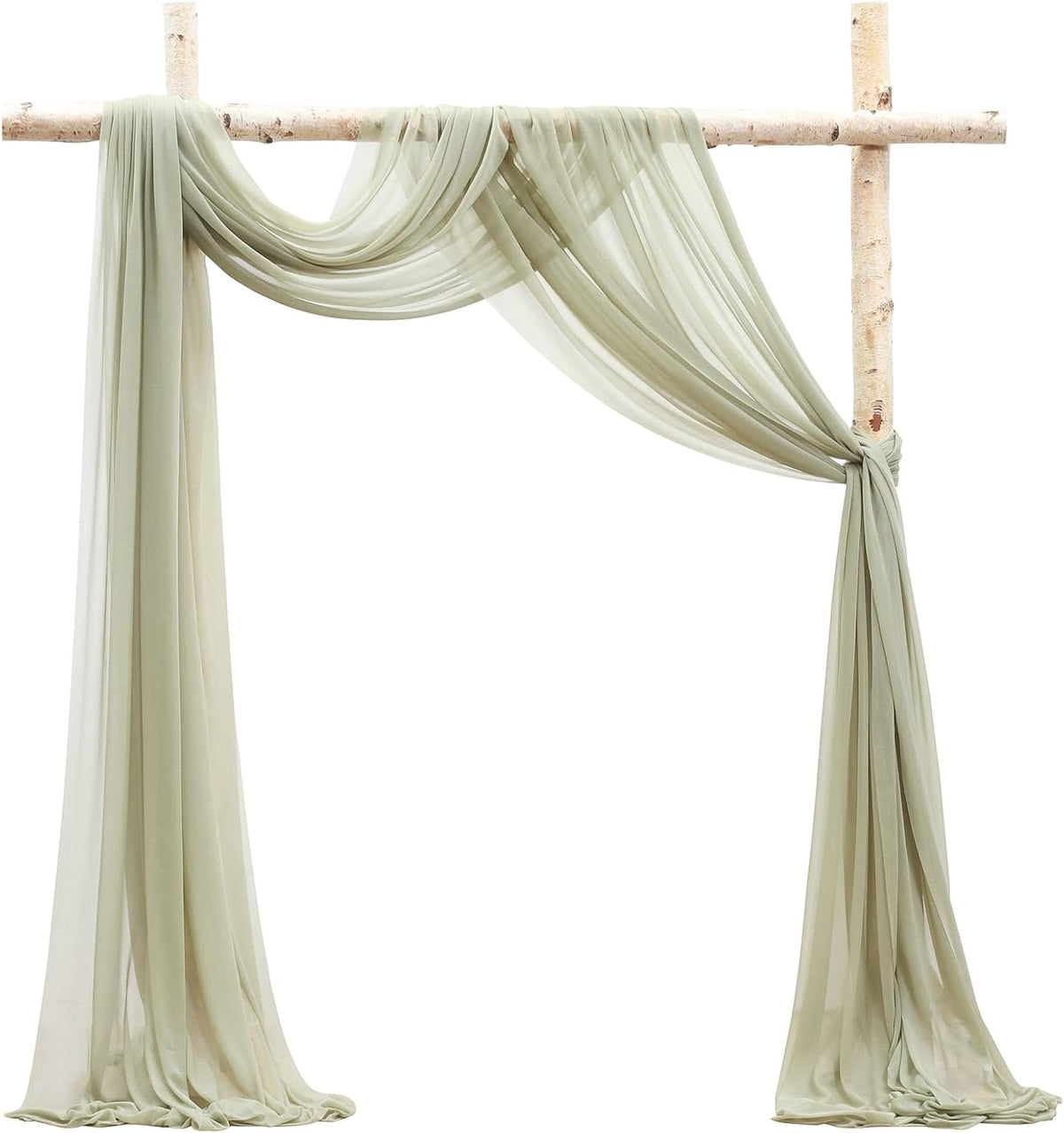 Floroom Wedding Arch Draping Fabric 2 Panels 20Ft Sage Green Chiffon Fabric Drapes Arbor Drapery