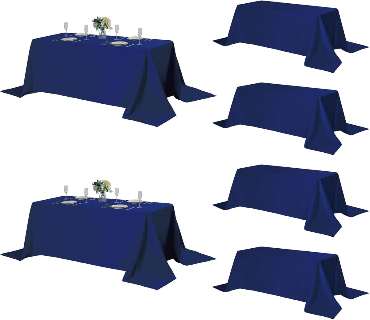 Fokitut 6 Pack Rectangle Tablecloth, 90x132 Inch, Stain Resistant and Wrinkle Polyester Table