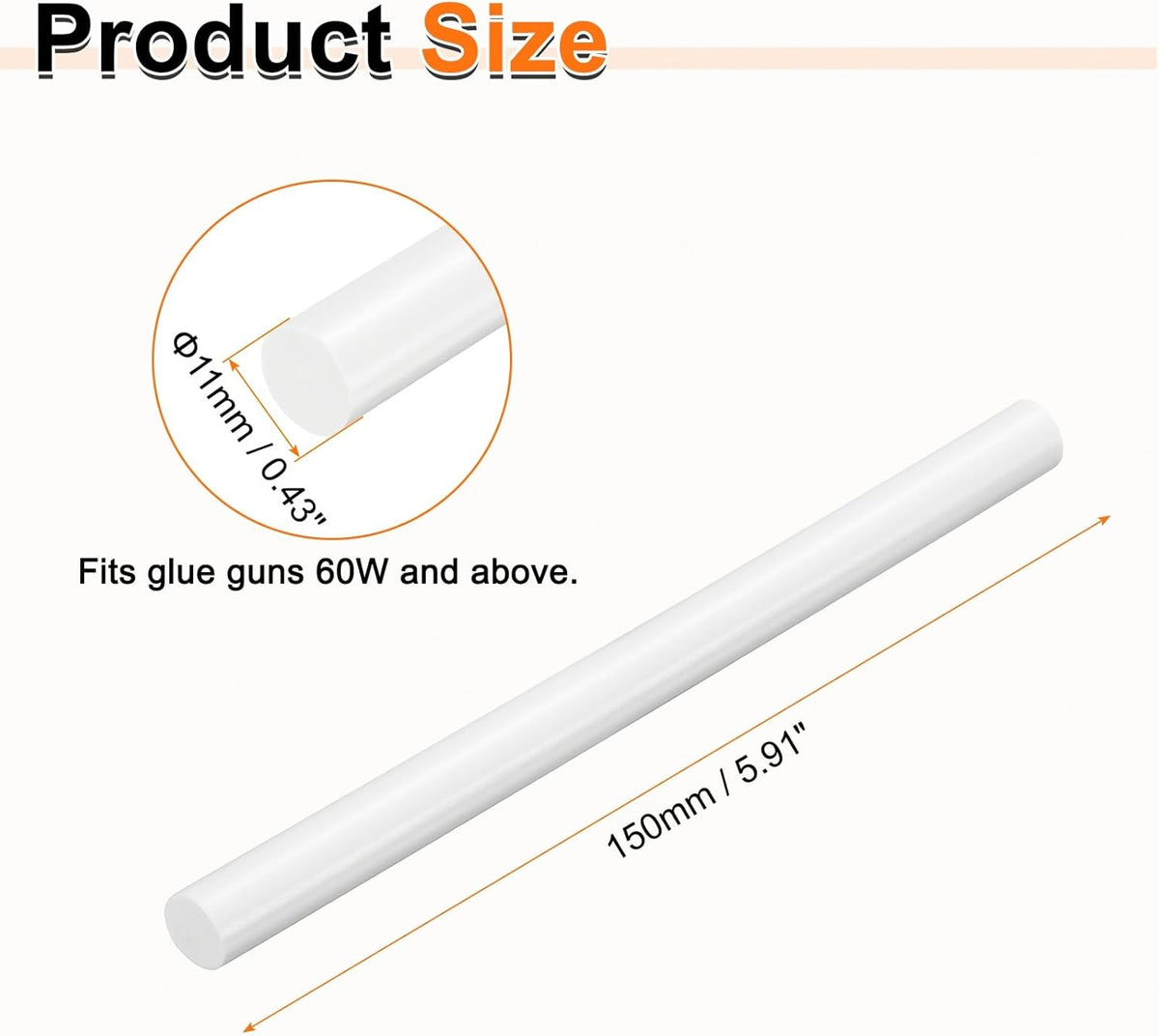 HARFINGTON 10pcs Hot Glue Sticks 0.43" Dia x 5.91" Long EVA Mini Hot Melt Adhesive Glue Stick for
