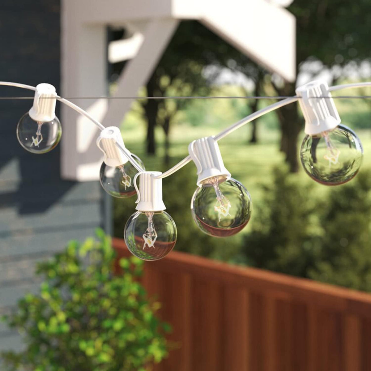 25Ft Outdoor Globe String Lights, G40 Edison String Lights with 27 Clear Bulbs, Waterproof