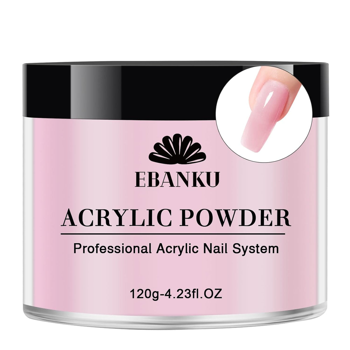 EBANKU Acrylic Powder Pink 120g/4.23oz Acrylic Nail Powder, Long Lasting 3D Fingernail Carving &