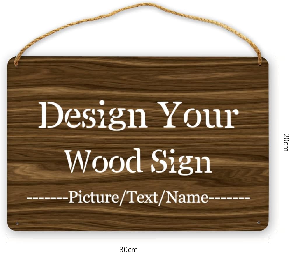 Personalized Wood Board Hanging Door Sign, Custom Welcome Sign Add Your Design, Customized Wall