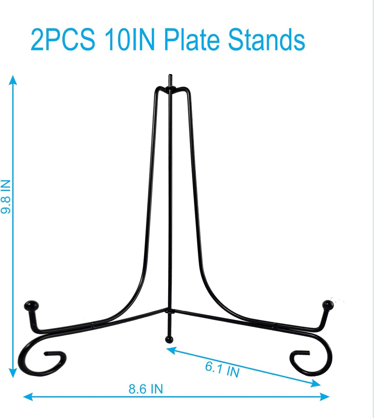2PCS Premium Black Iron Plate Stands for Display 10 Inch, Decorative Solid Metal Plate Holders for