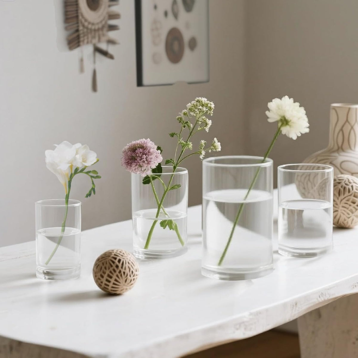 36pcs Glass Vase Cylinder for Centerpieces Small Flower Glass Clear Home Decor Centerpiece Table