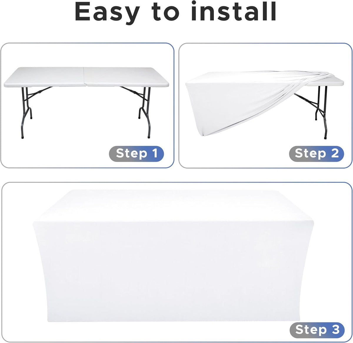 Nasitos White Fitted Table Covers for 5 Foot Tables - 60 x 30 Inch - 2 Pack Stretch Spandex