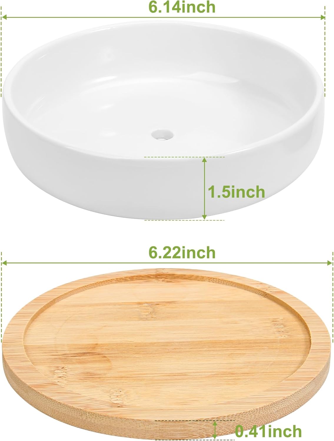 ZOUTOG Succulent Pots,6 Inch Succulent Planters with Drainage and Tray,White Ceramic Planters for