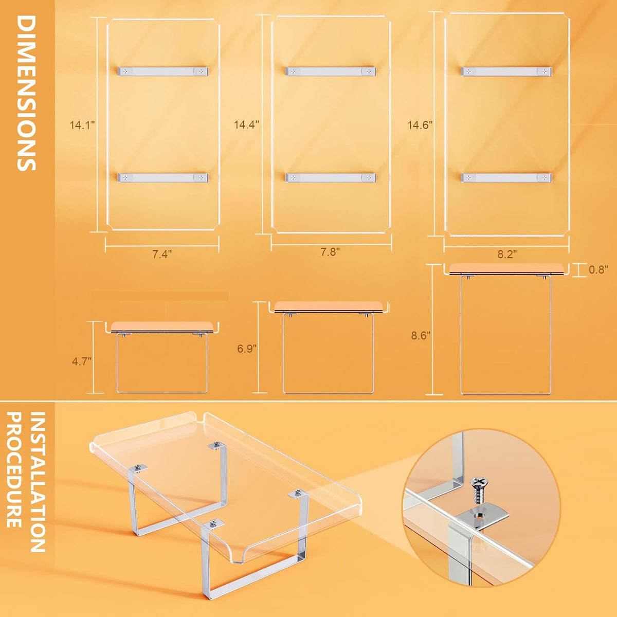 3 Pieces Cupcake Stand Holder, Clear Acrylic Dessert Table Display Set with Iron Support Legs for