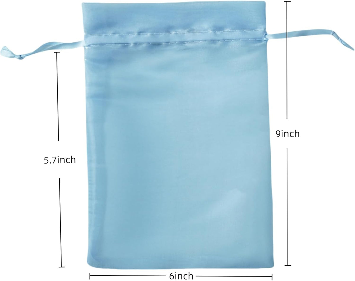 QIANF 20 Pcs Blue Small Organza Bags 6X9 inch for Wedding Favors with Drawstring, Mini Mesh Gift