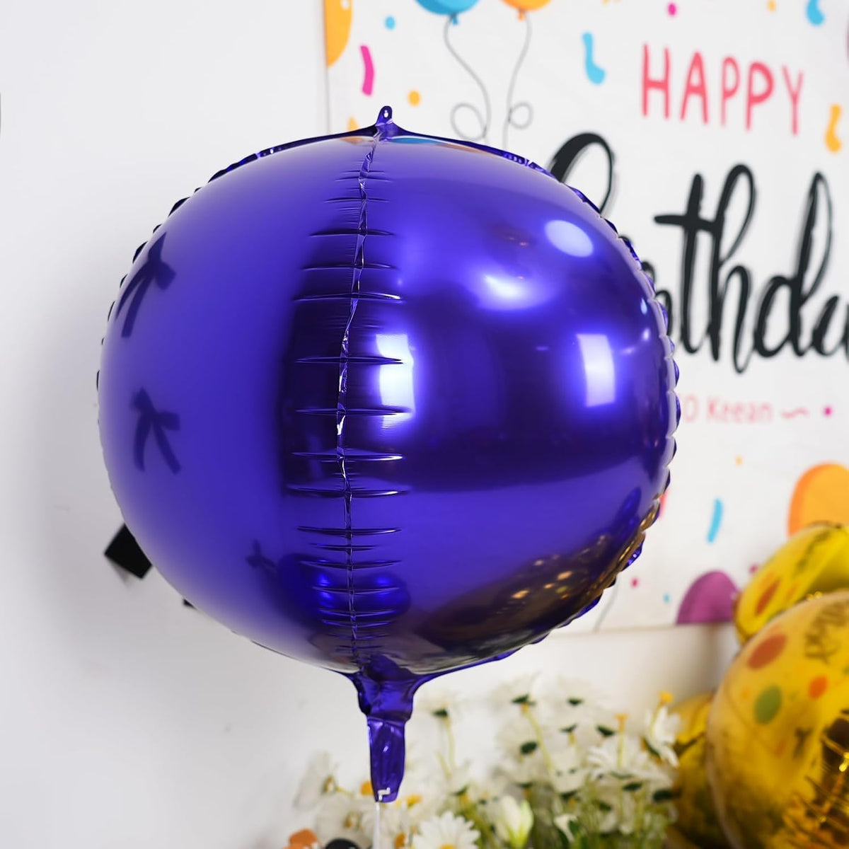12Pcs Dark Purple Round Foil Balloons, 22" 15" 10" 4D Helium Ball Balloon, Metallic Purple Foil