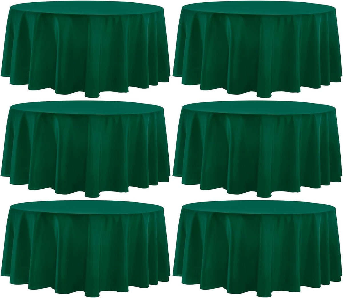 Round Tablecloth 120 Inch 6 Pack Dark Green Tablecloths Washable Decorative Linen Polyester Table