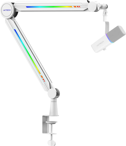 IXTECH RGB Mic Boom Arm High Profile, Overhead Boom Arm Microphone Stand Desk Mount, Adjustable