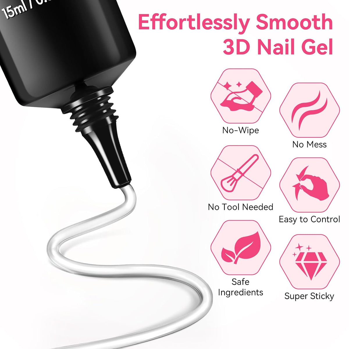 Makartt 3D Gel Nail Art & Chrome Nail Powder Kit: 15g Sculpting Gel for Nail Art DIY No wipe 3D
