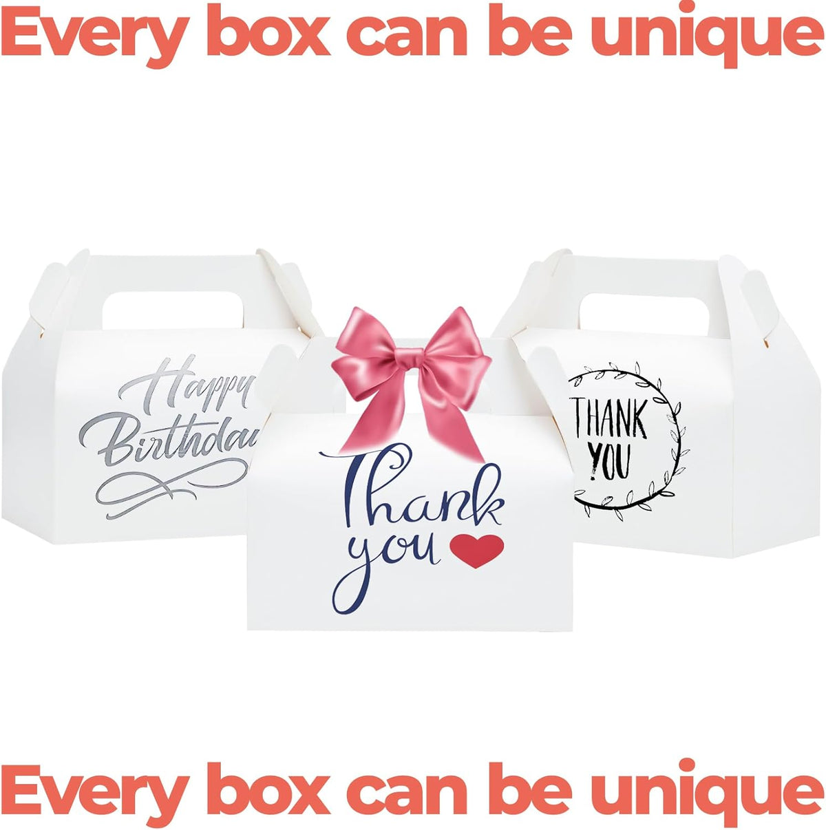 UnicoPak 10 Pack White Gable Treat Boxes Party Favor Boxes Goodie Gift Boxes for Snacks Cookie
