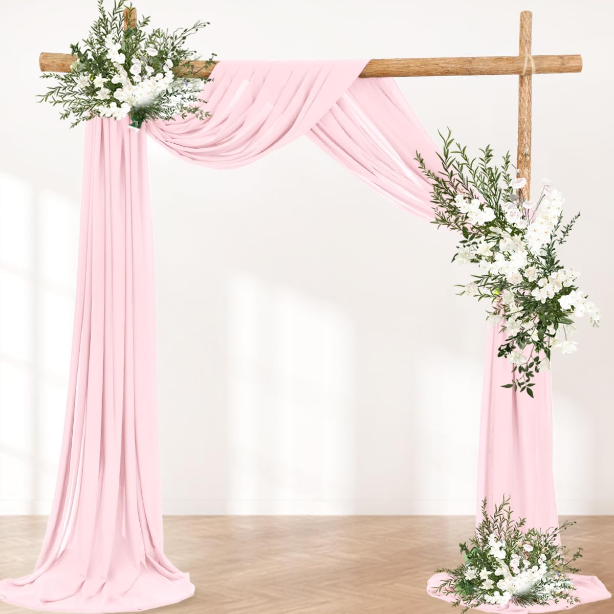 Wedding Arch Draping Fabric 1 Panel 30'' x 18FT Blushing Pink Sheer Chiffon Arch Drapery for Photo