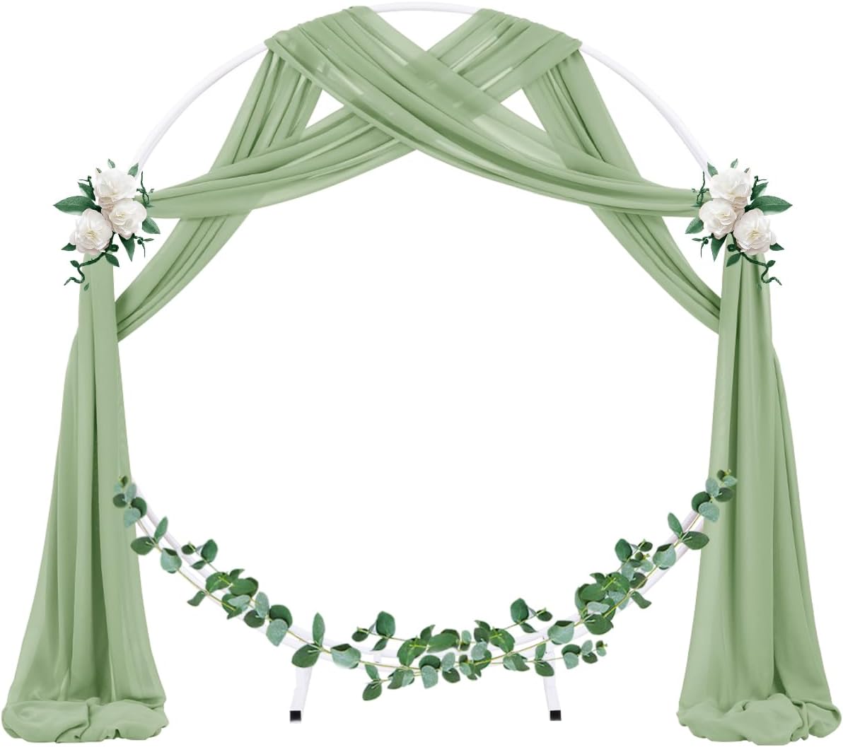 Socomi Wedding Arch Draping Fabric 2 Panels 29" x 19Ft Sage Green Sheer Chiffon Curtain Drapes 6