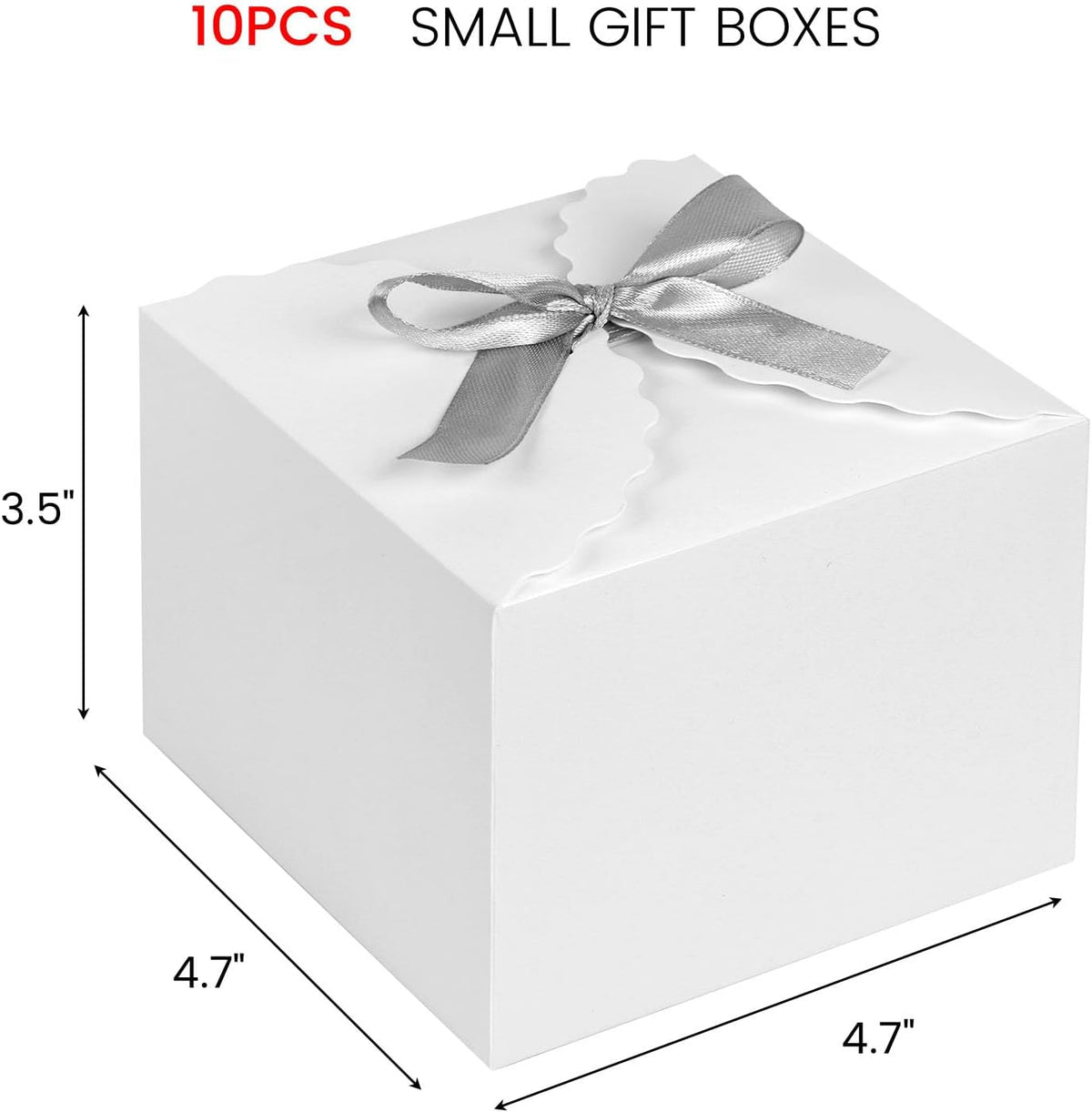 VGOODALL 10PCS Gift Boxes with Ribbon, Small White Candy Box Paper Treat Boxes for Wedding Cookie