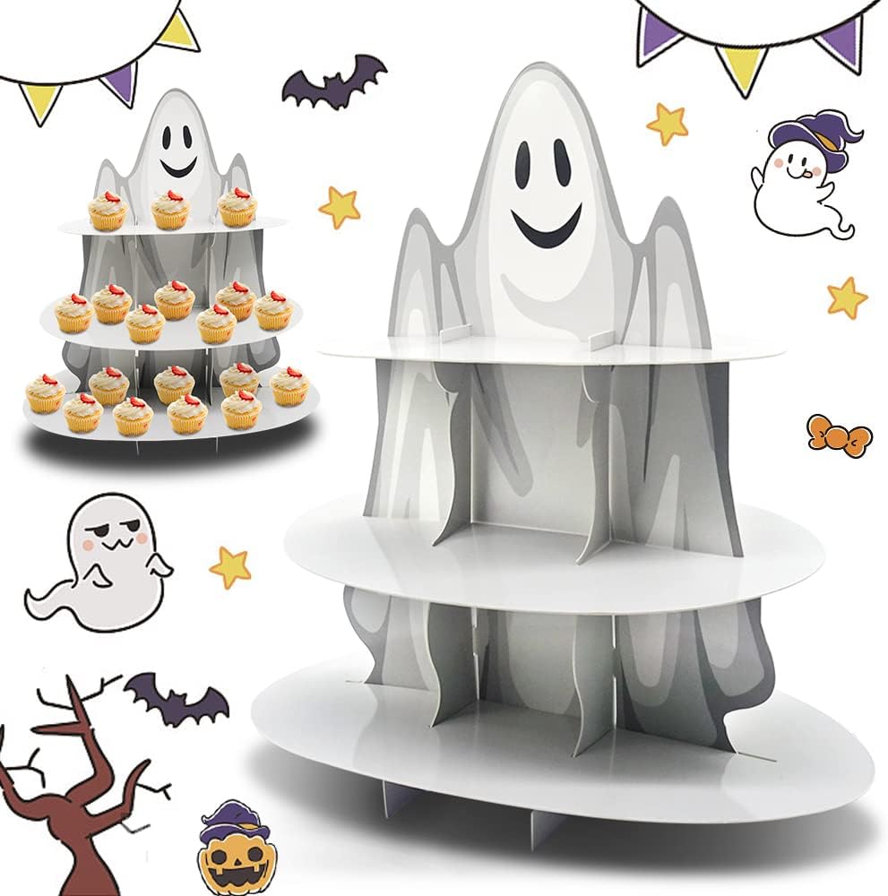 3-Tier Halloween Cupcake Stand Tower Halloween Castle Cake Stand Halloween Round Cardboard Dessert
