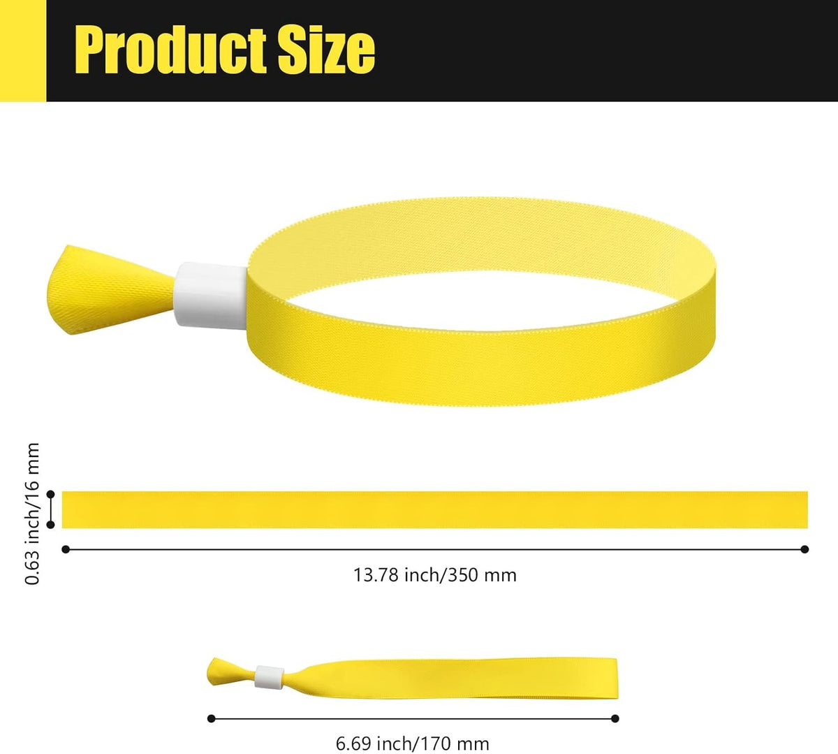 Green-Power America 100 Pcs Cloth Event Wristbands, Event Wristbands, Colored Wrist Bands for