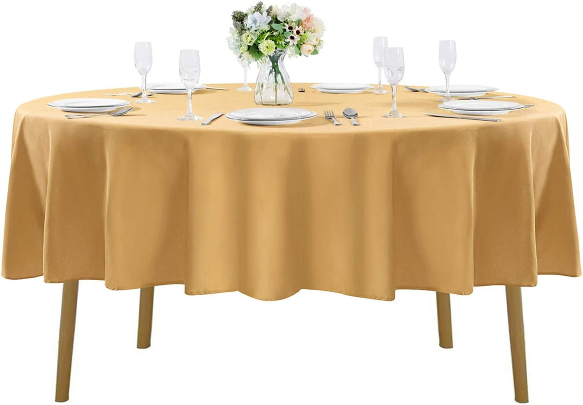 60 inch Round Tablecloth Washable Polyester Table Cloth Decorative Table Cover for Wedding Party