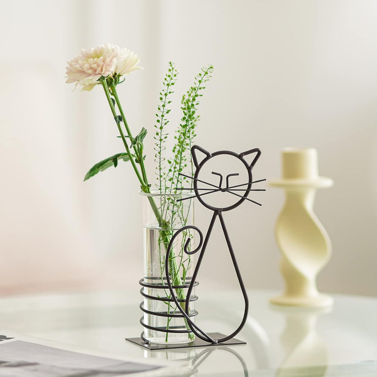 Marbrasse Desktop Glass Planter Hydroponics Vase,Planter Bulb Vase with Holder for Home