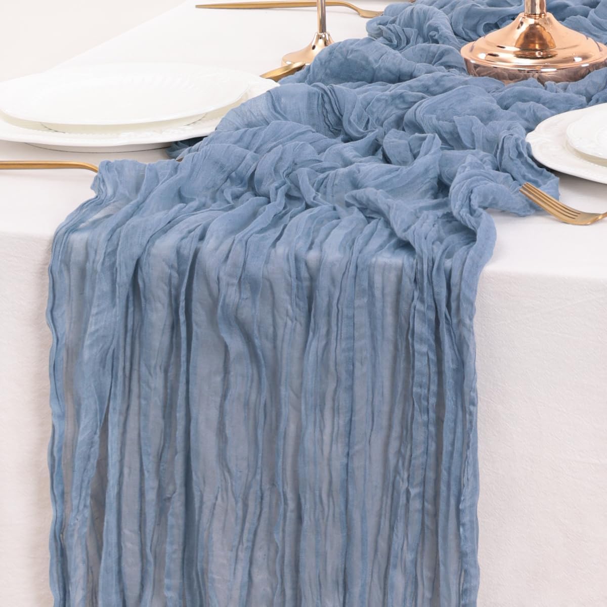 Dusty Blue Table Runner Cheesecloth Table Runner 10FT Farmhouse Table Runners 120 Inches Fall Table