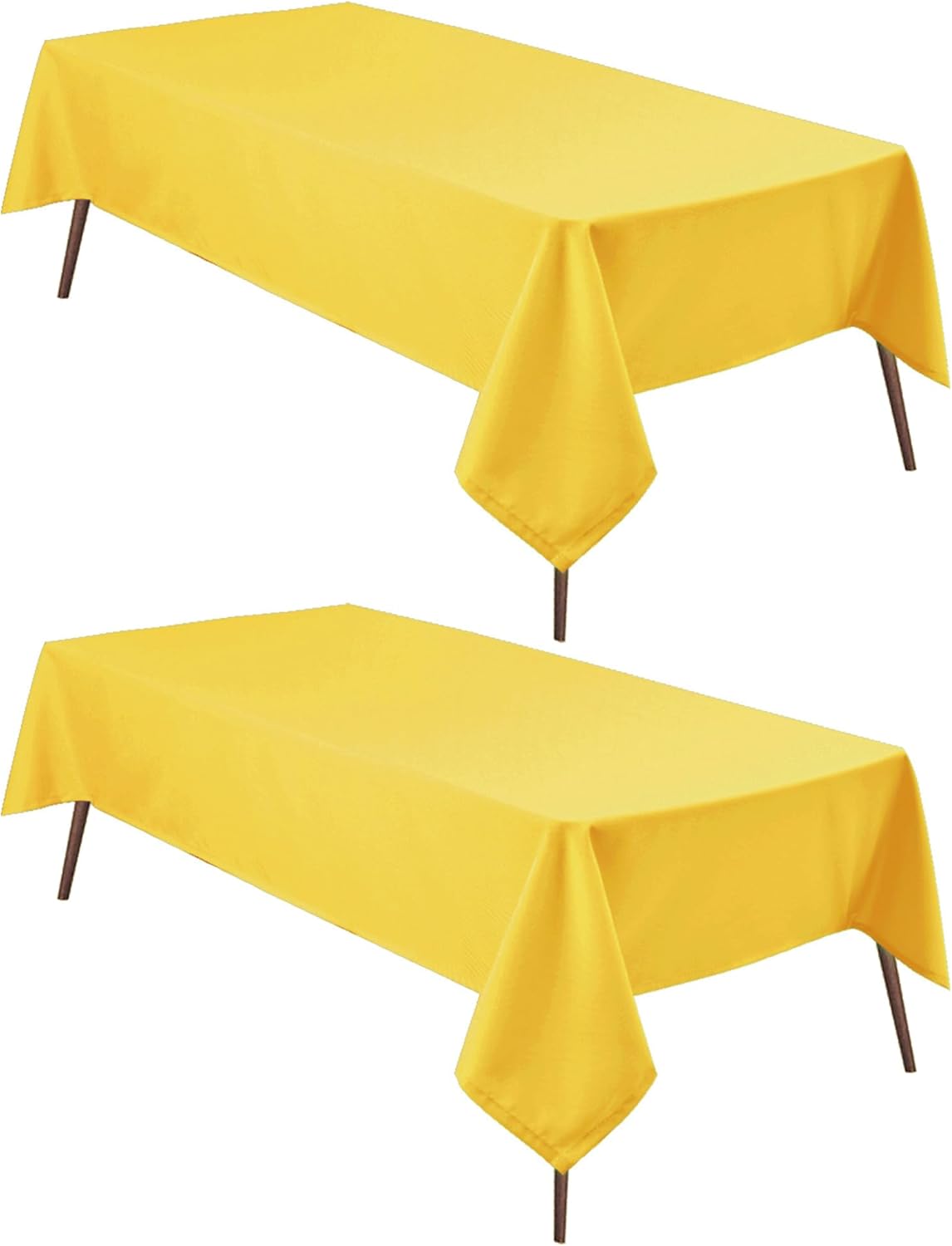 Hiasan 2 Pieces Yellow Rectangle Tablecloth - Spillproof and Waterproof Washable Table Cloth for