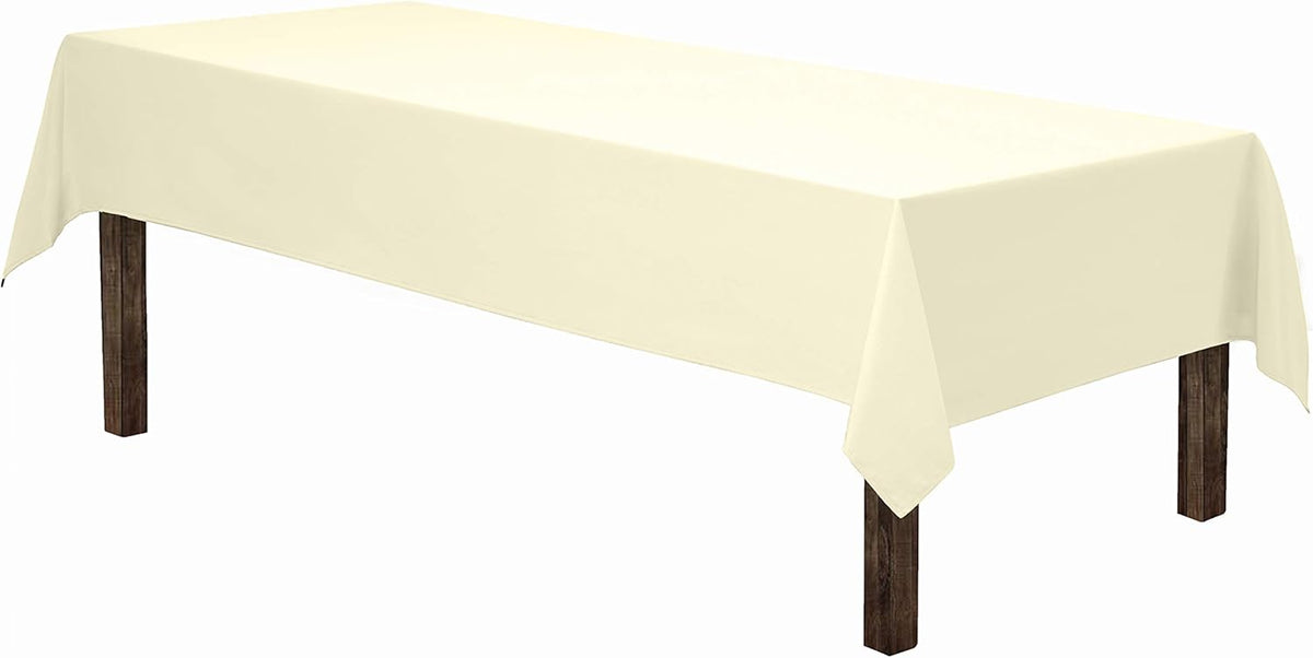 Gee Di Moda Rectangle Tablecloth - 60 x 126 Inch Ivory Table Cloth for 8 Foot Rectangle Table