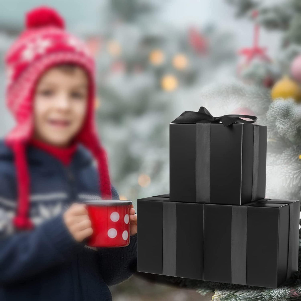 COTOPHER Small Gift Boxes 25 Pack 5x5x5 inches Black Gift Boxes with Lids for Gifts, Crafting