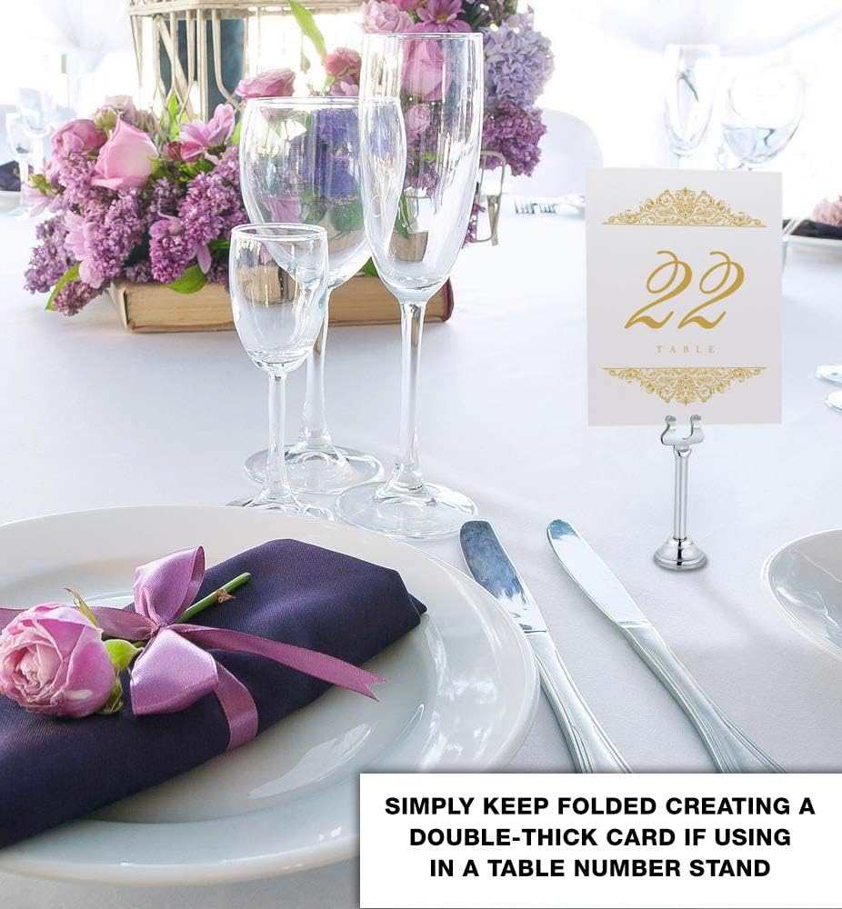 Paisley Wedding Table Numbers (Select Color/Quantity), Champagne, Gold, 1-35, Double Sided, Tent or