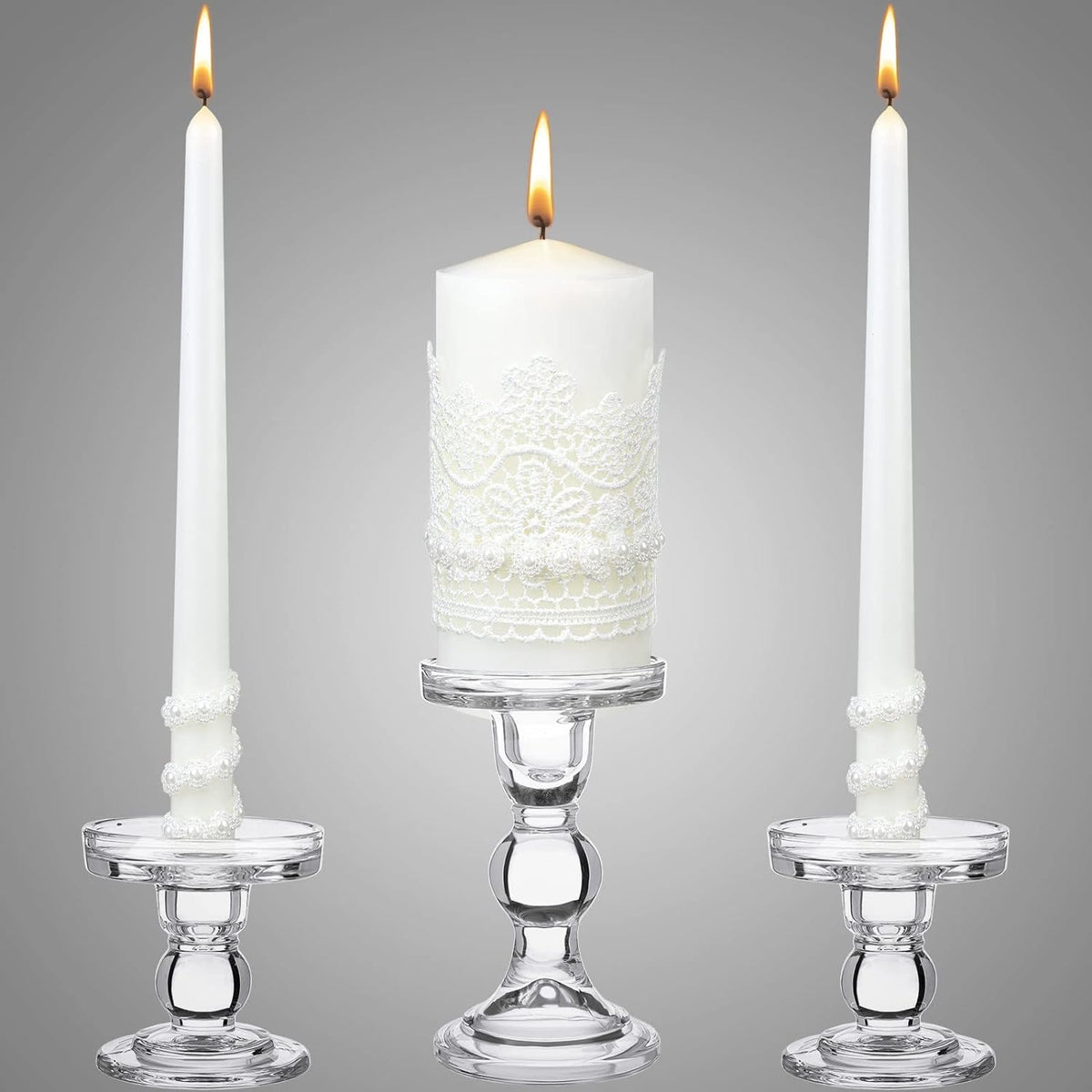 Irenare Unity Candles with Holder for Wedding Ceremony Wedding Decortions Accessories Glass Candle