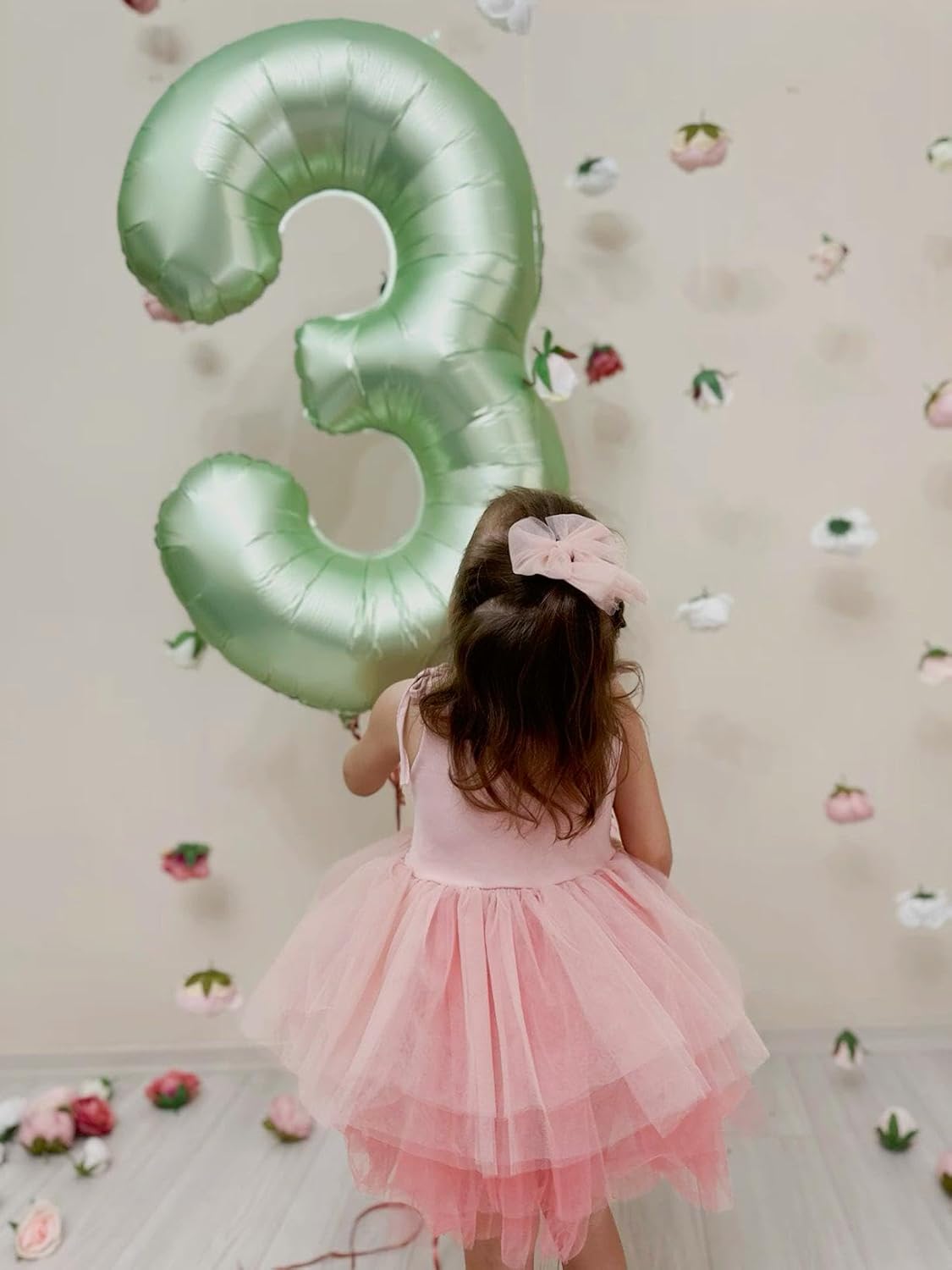 40 Inch Sage Green 3 Large Number Balloon, 3 13 23 30 33 36 Oliver Green Birthday Party