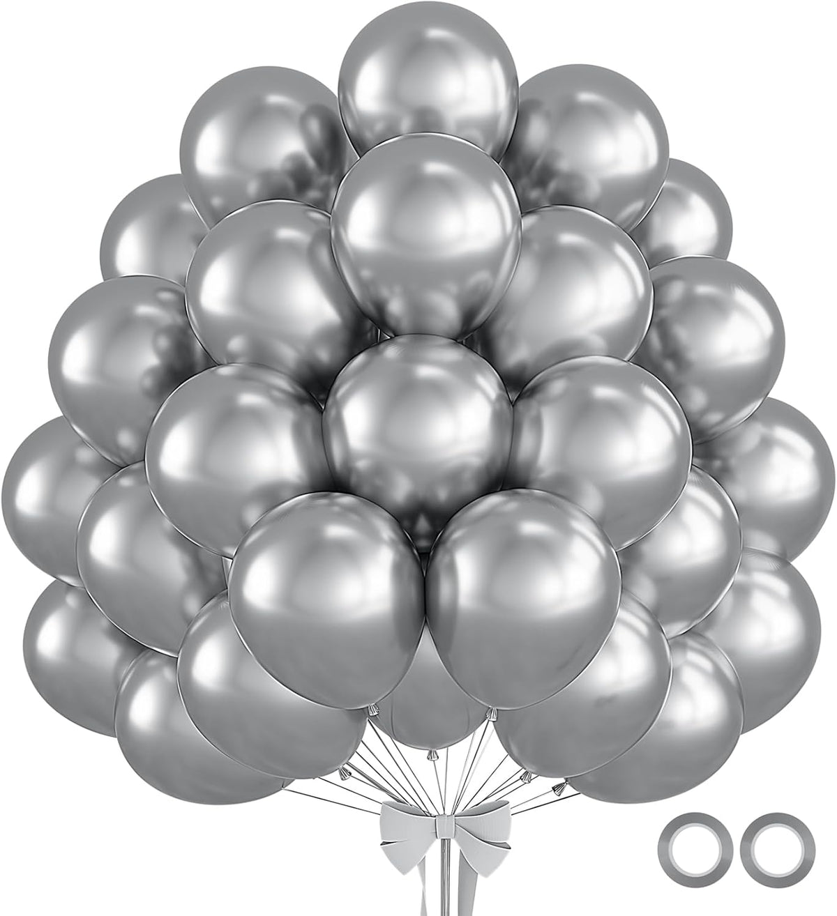 110pcs Metallic Silver Balloons 12 Inch Silver Latex Balloon Garland Arch Kit for Birthday Baby