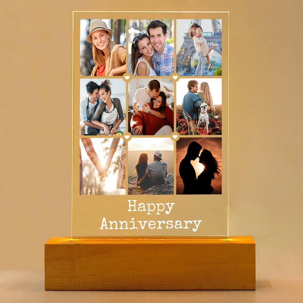 Personalized Anniversary Couple Gifts for Women and Men, Custom Picture Frames with Photo