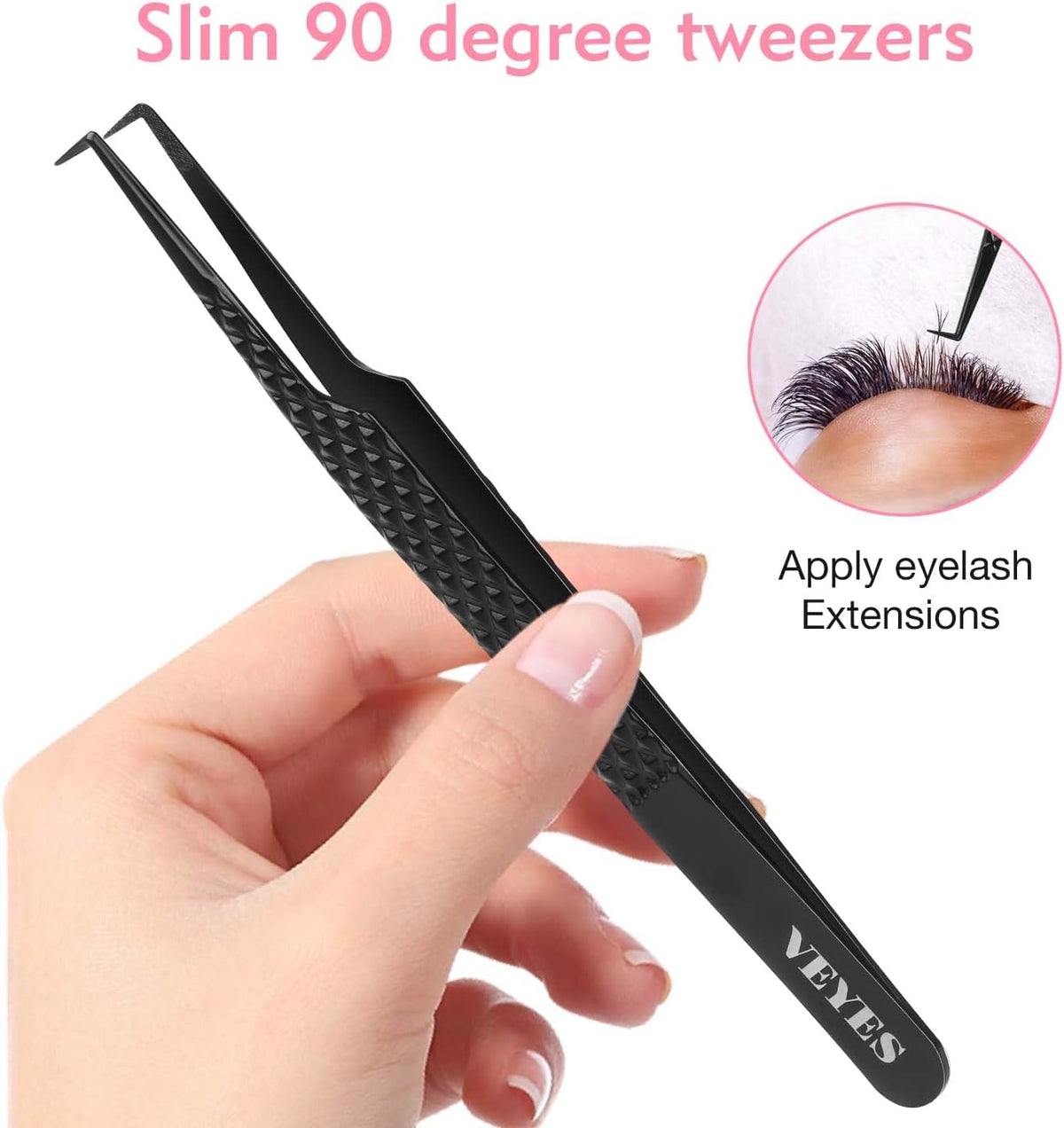 VEYES INC Lash Tweezers for Eyelash Extensions,Fiber Tip Tweezers for Individual Classic and Volume