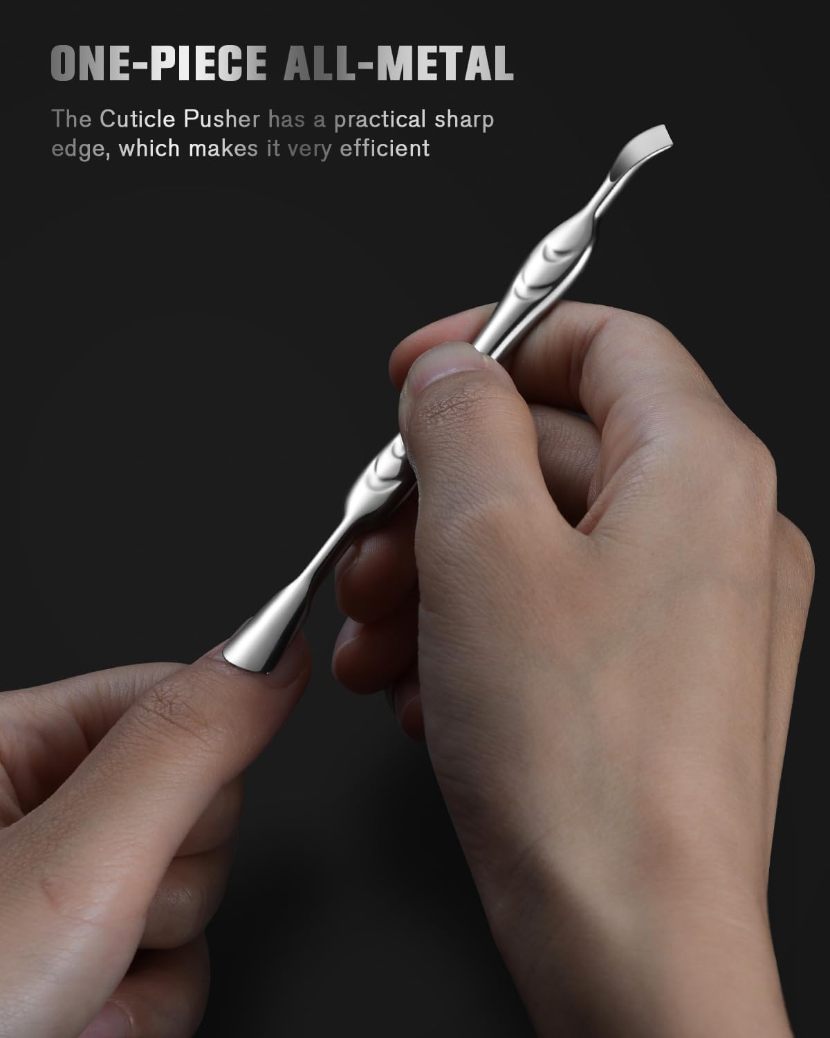 FERYES Elegant Precision Cuticle Pusher & Nail Cleaner - Dual-Ended Cuticle Stick Stainless Steel