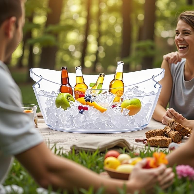 2pcs 5.5L Ice Bucket with 1pc Scoops and 1 Wine beer Bottle Opener,Large Clear Acrylic Ice Bucket