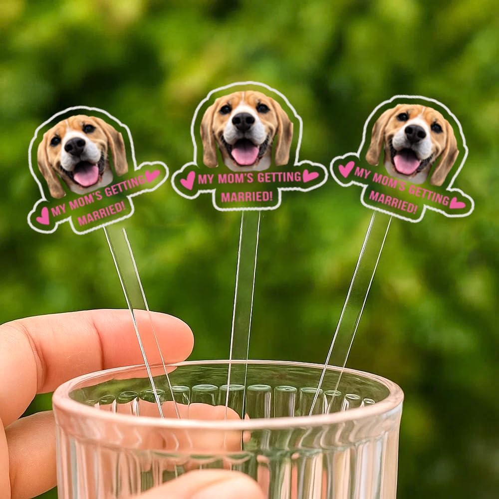 Personalized 50 pcs Double-Sided Wedding Pet Stir Sticks, Custom Dog Cat Stir Stick, Acrylic