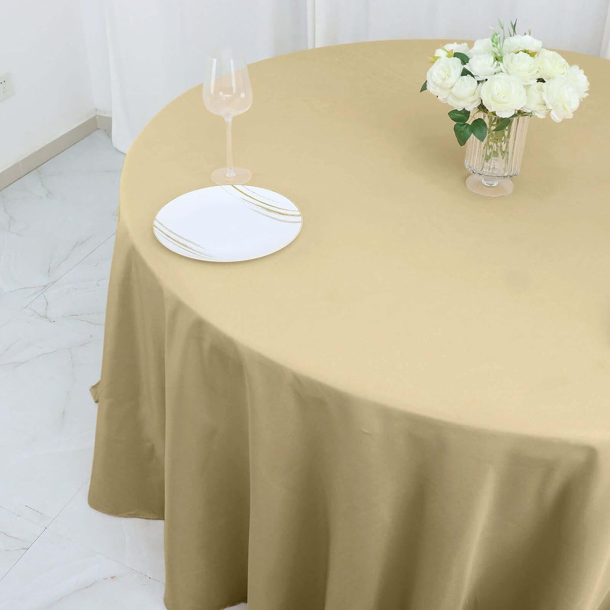 Efavormart Round Tablecloth, 132 Inch Stain & Wrinkle Resistant Washable Table Cloth, Decorative