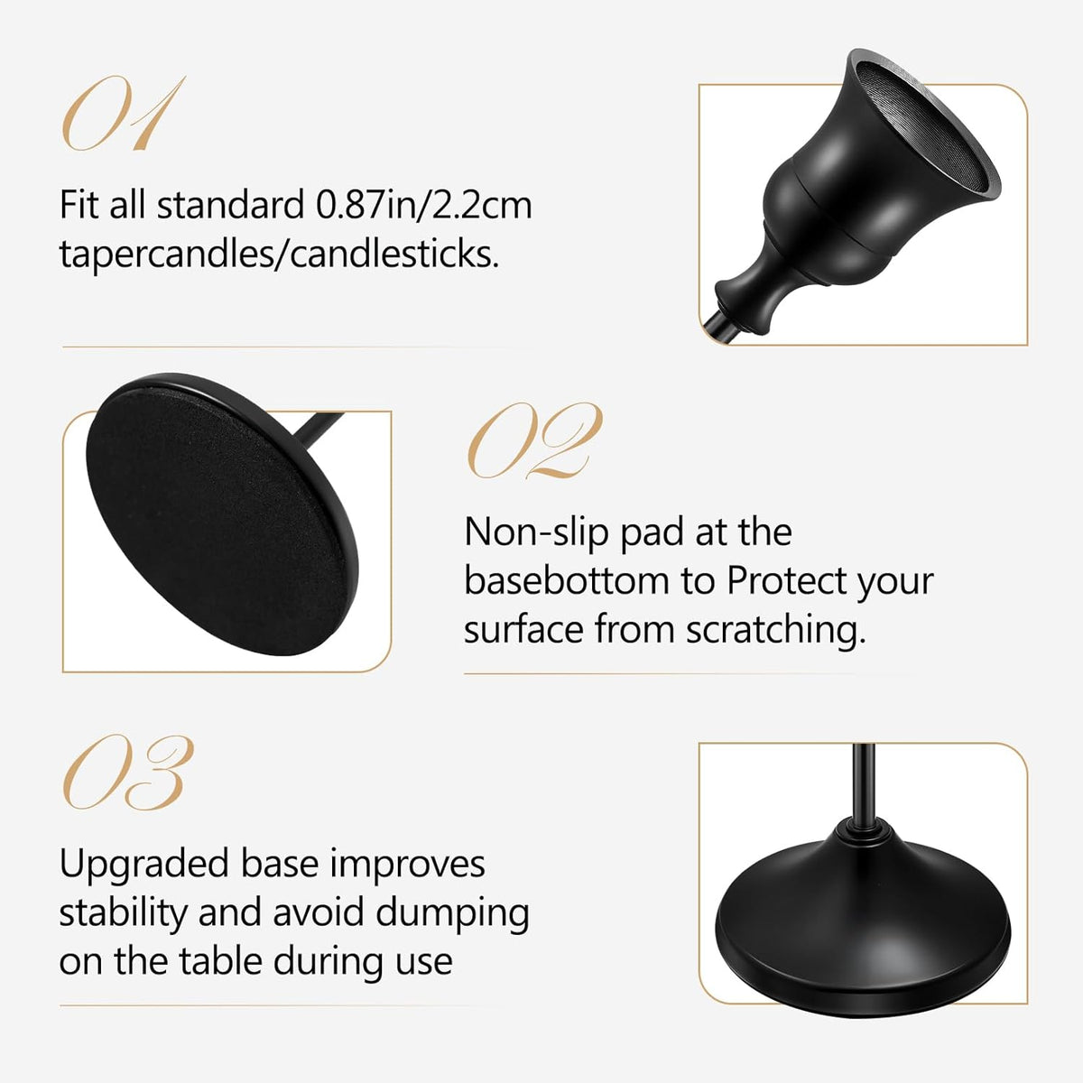 Candlestick Holders 6 PCS Metal Taper Candle Holders, KSWING Black Candle Stick Holders Set
