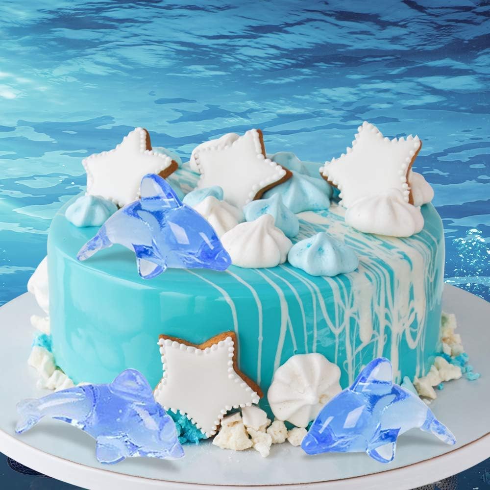ArtCreativity Acrylic Dolphin Cake & Cupcake Toppers, Set of 24, Mini 2 Inch Dolphin Figurines