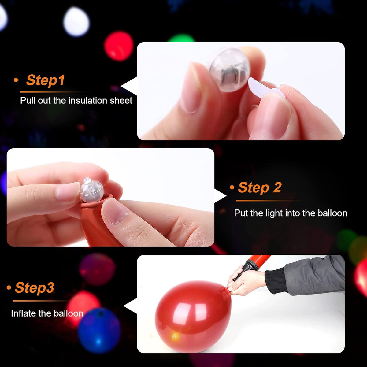 50pcs 5 Mixed Colors Balloon Lights, LED Assorted Colors Ball Lights, Mini Round LED Ball Lamp for