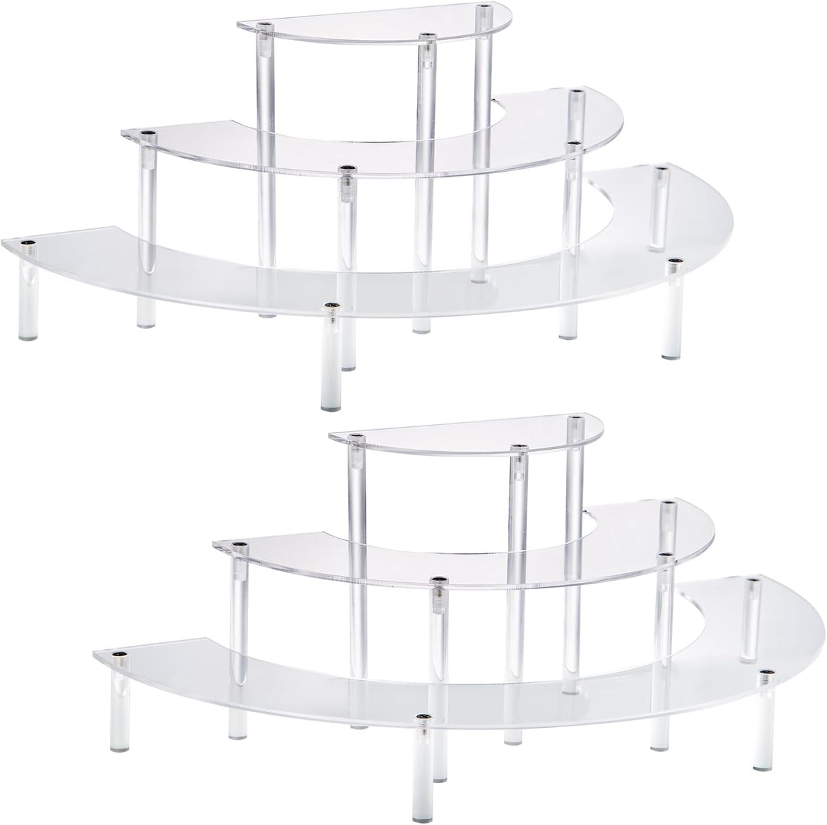 2PACKS Acrylic Display Risers, 3 Tier Clear Cupcake Stand Risers, Perfume Stand Organizer, Half