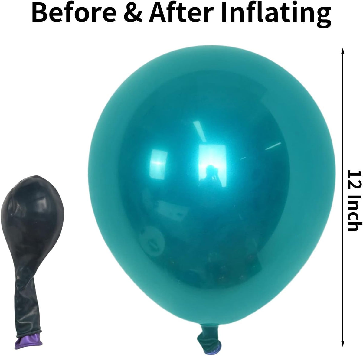 Chrome Teal Balloons, Double Stuffed Metallic Turquoise Balloons 12 Inch, Shiny Thick Chrome