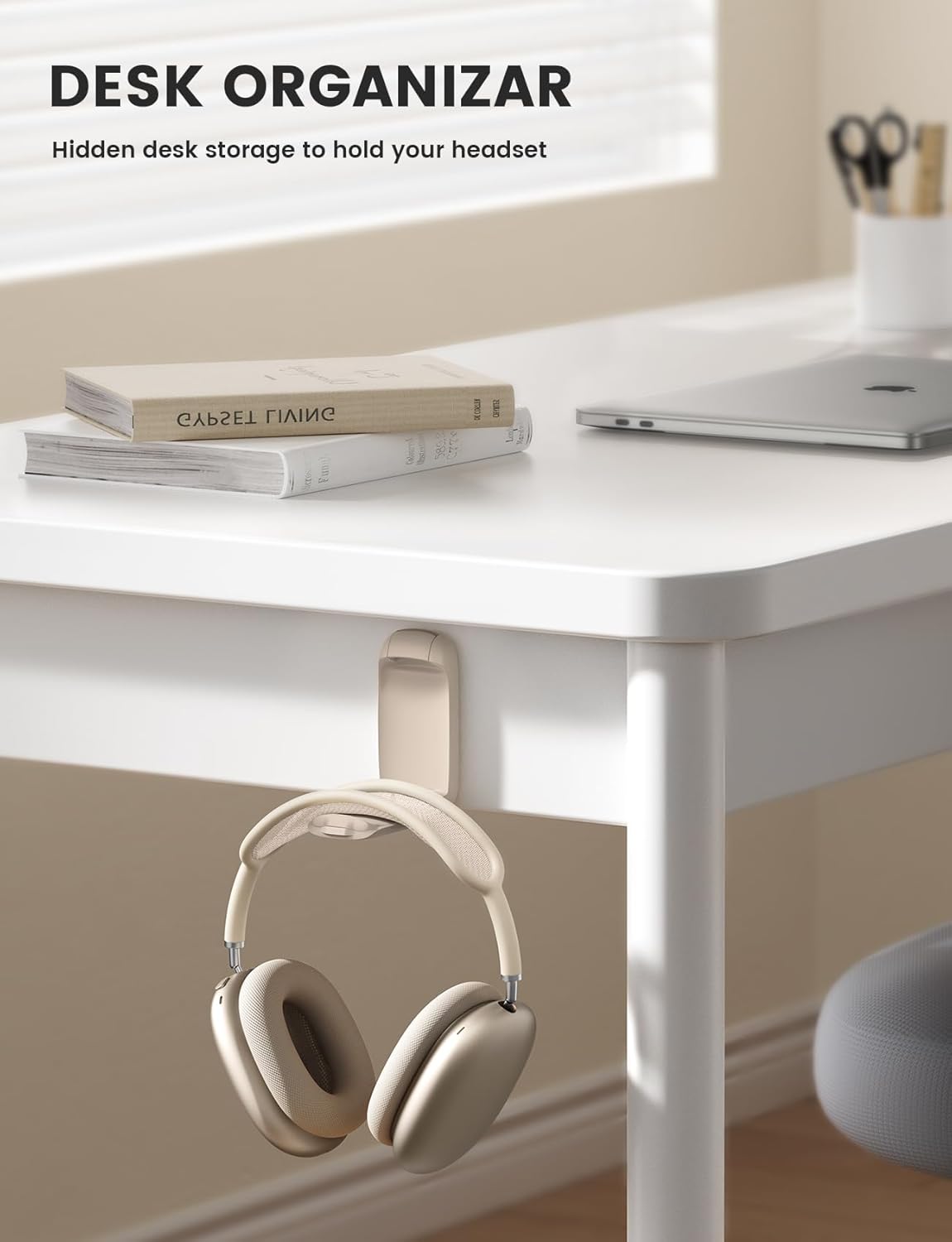 Lamicall Headphone Stand, Sticky Headset Holder - Foldable Headphone Holder Hook Mount, Adhesive