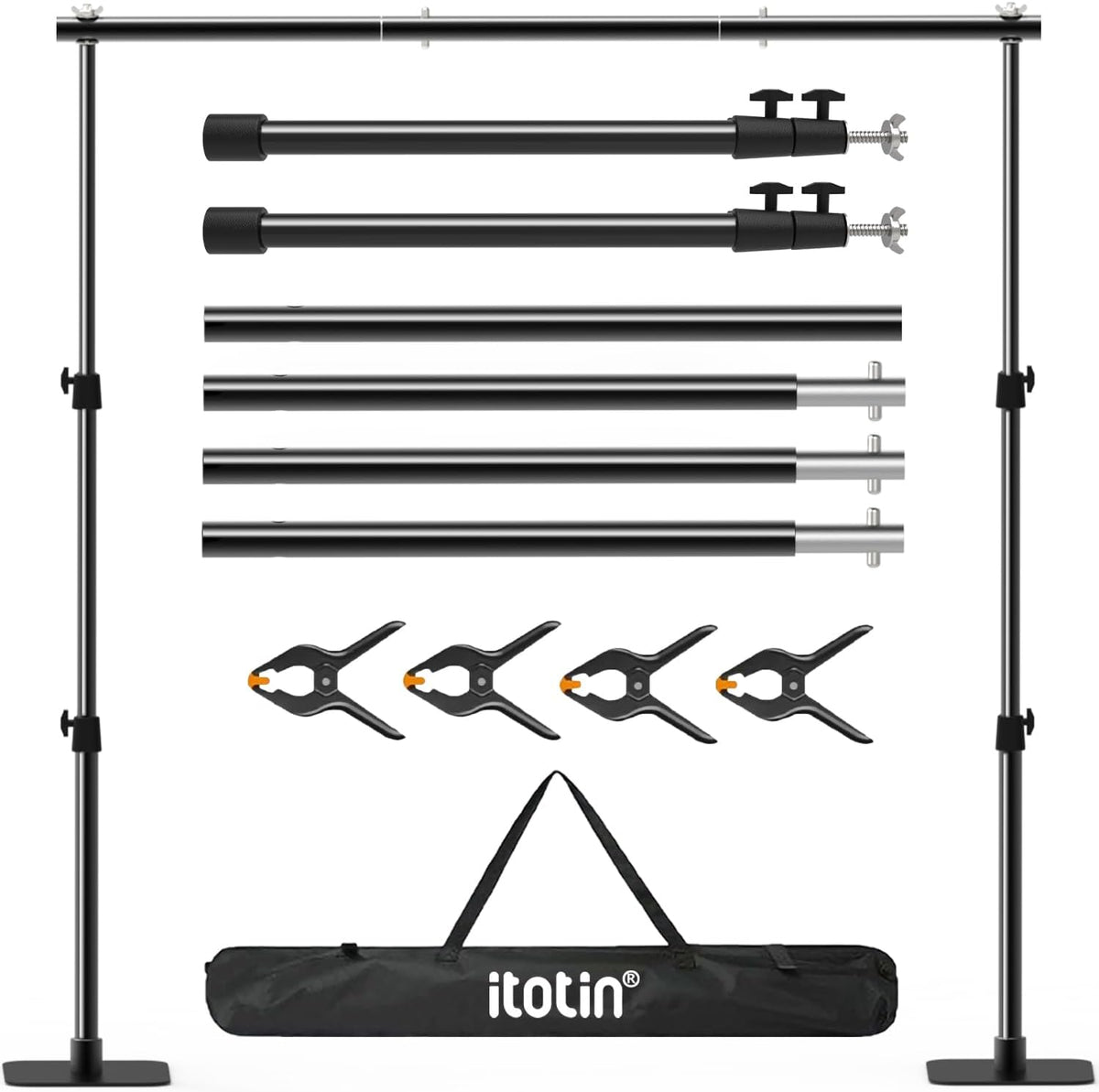 Pipe and Drape Backdrop Stand Kit, 6.5ft x 10ft Adjustable Photo Background Stands with Metal Flat