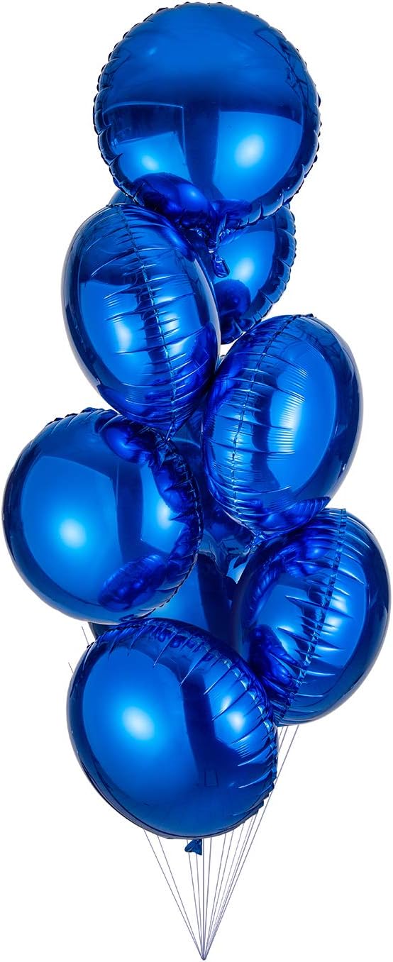 18" Blue Round Shaped Foil Balloons Mylar Helium Balloons for Birthday Party Wedding Baby Shower